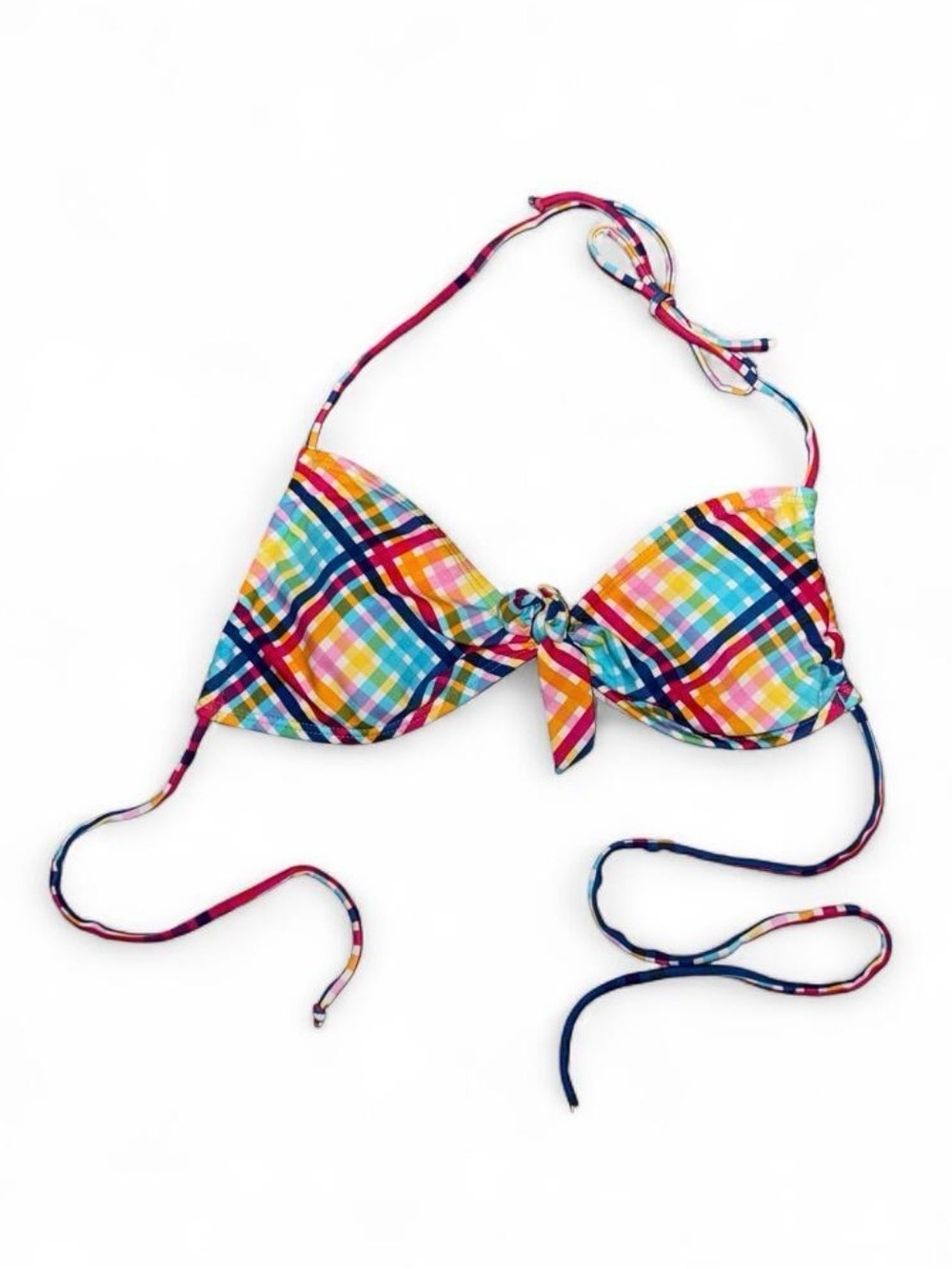 Women’s Multicolor Plaid Bikini Top - S